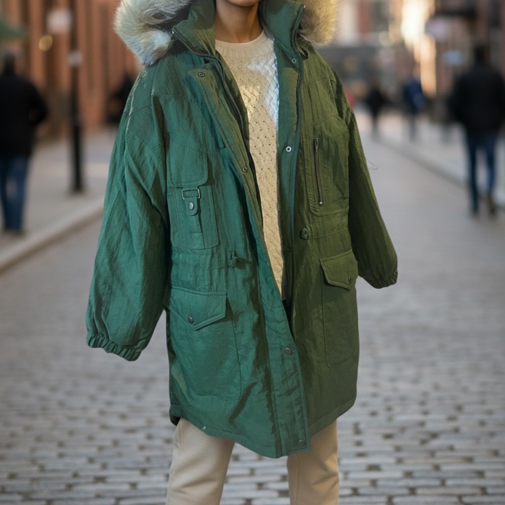 Women’s Classic Military Green Parka Coat